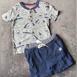 Carter's Gray and Navy Shark Print Shirt